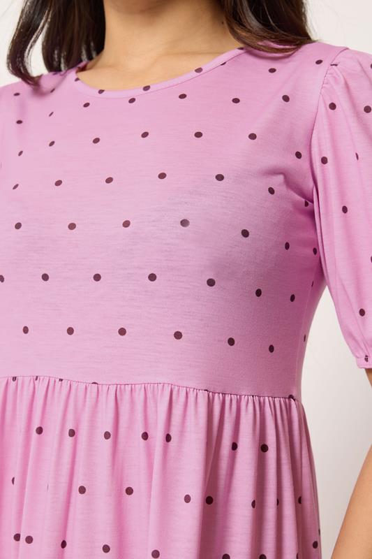 PixieGirl Petite Women's Pink Polka Dot Tiered Maxi Dress | PixieGirl 4