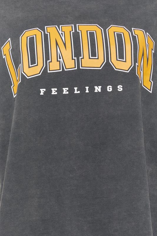 Plus Size Charcoal Grey 'London' Slogan Sweatshirt | Yours Clothing 5