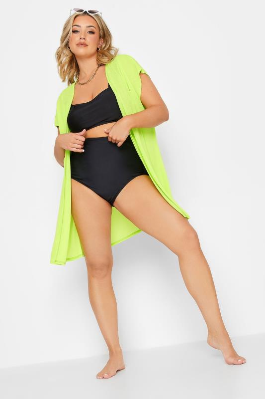 LIMITED COLLECTION Plus Size Lime Green Textured Kimono Cardigan | Yours Clothing 5