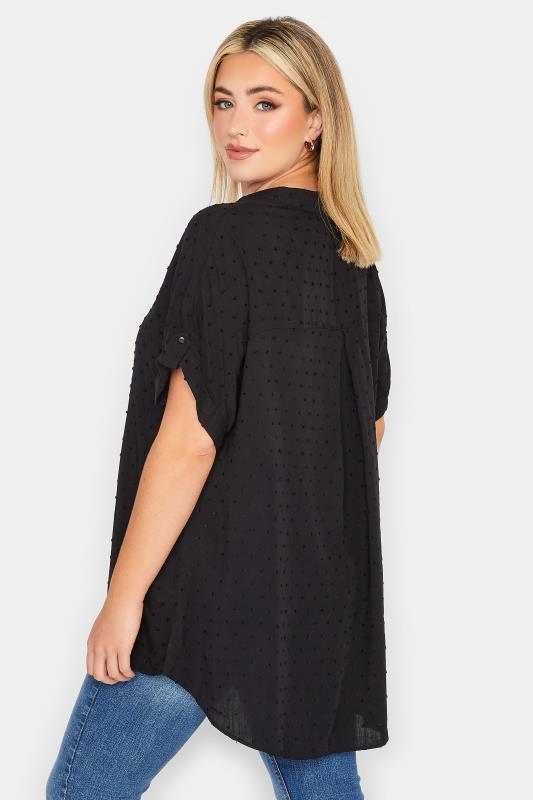 YOURS Plus Size Black Dobby Button Through Shirt | Yours Clothing  3