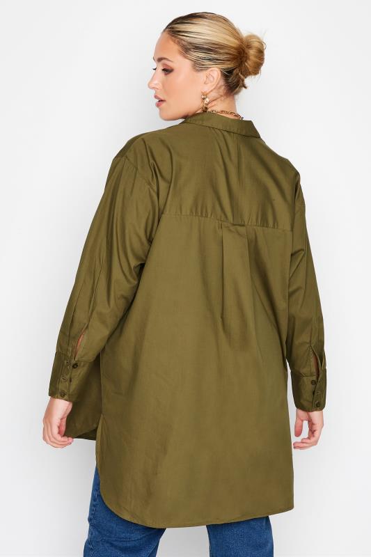 LIMITED COLLECTION Plus Size Khaki Green Oversized Boyfriend Shirt | Yours Clothing 4