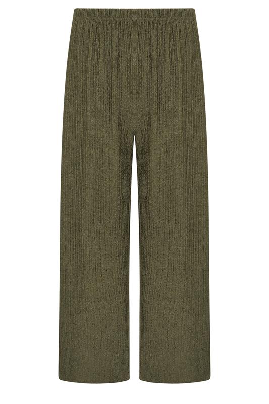 M&Co Petite Khaki Green Textured Wide Leg Trousers | M&Co 5