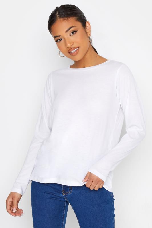 Petite White Long Sleeve T-Shirt 1