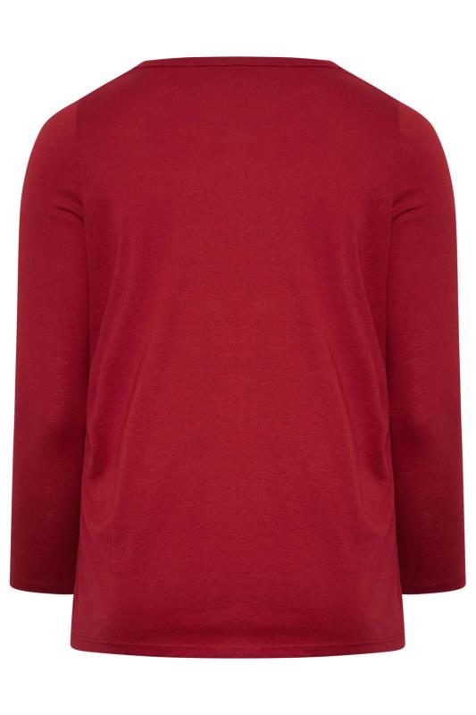 YOURS Curve Plus Size Red Long Sleeve Basic Top | Yours Clothing  7