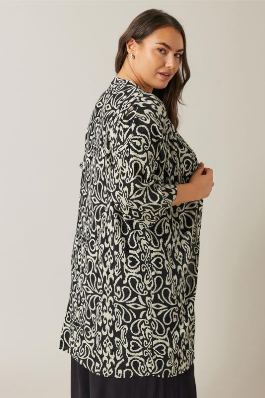 EVANS Plus Size Black & White Abstract Print Kimono | Evans  4