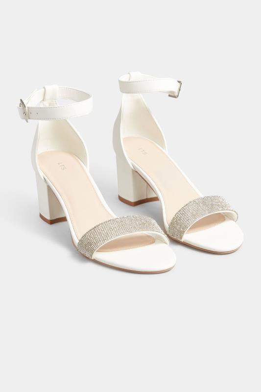 LTS White Diamante Block Heel Shoes in Standard Fit | Long Tall Sally 2