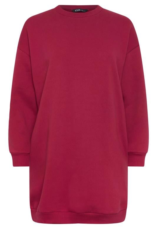 YOURS Plus Size Burgundy Red Sweatshirt Dress | Yours Clothing  5