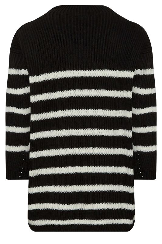 YOURS LUXURY Plus Size Black Stripe High Neck Jumper | Yours Clothing 8