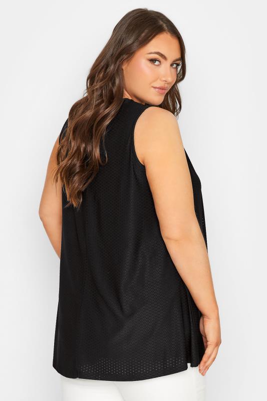 YOURS Plus Size Black Pointelle Vest Top | Yours Clothing 3