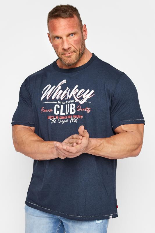  dla puszystych D555 Big & Tall Navy Blue 'Whiskey Club' Printed T-Shirt