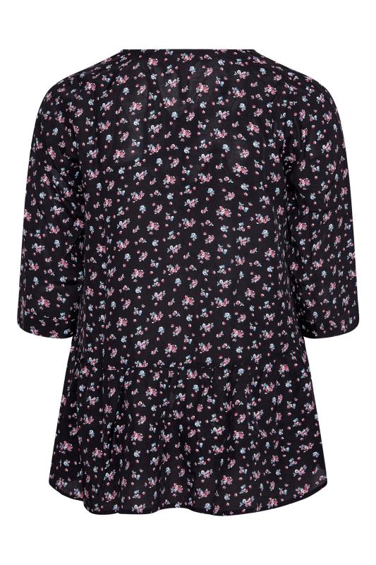 Plus Size Black Floral Print Smock Blouse | Yours Clothing 7
