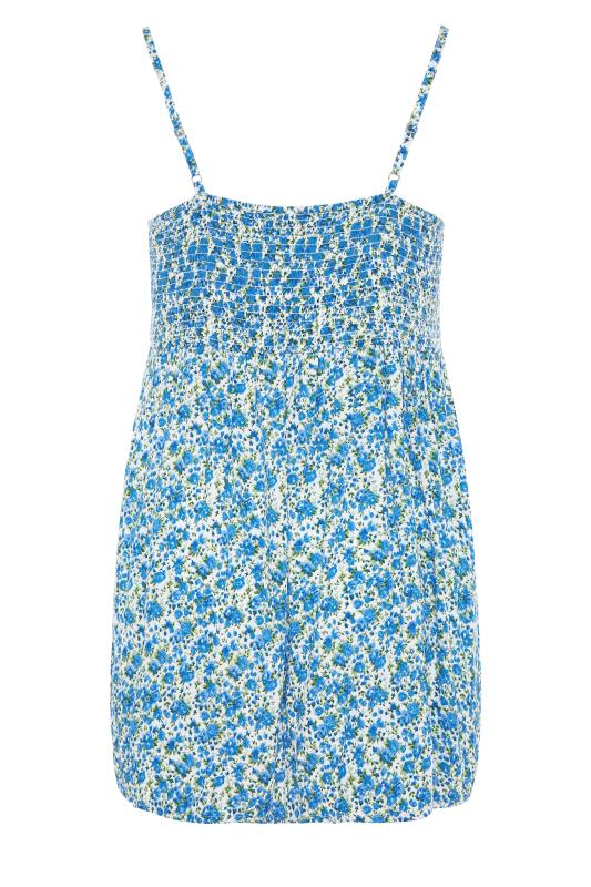 Blue Floral Peplum Cami Top | Yours Clothing 7