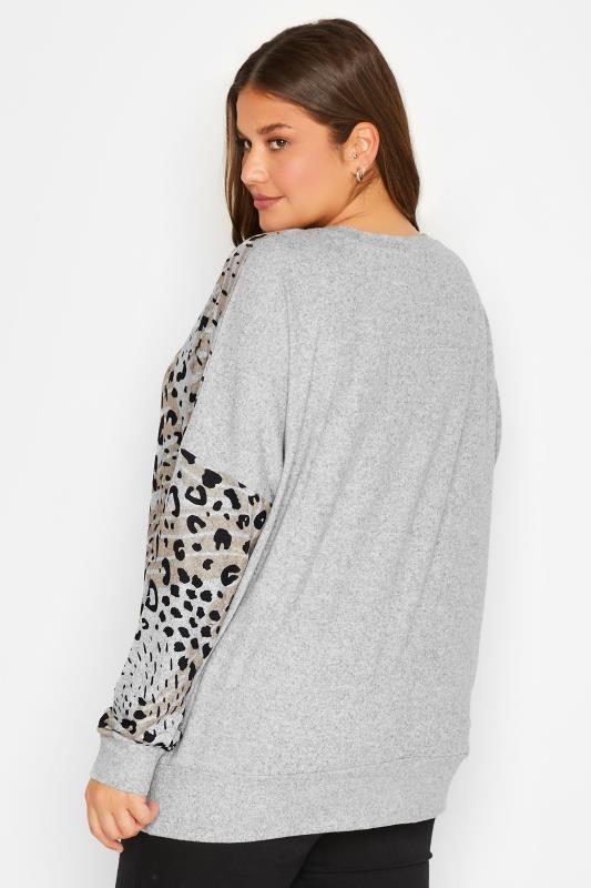 LTS Tall Women's Grey Leopard Print Soft Touch Top | Long Tall Sally 3