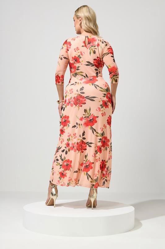YOURS LONDON Plus Size Orange Floral Keyhole Detail Maxi Dress | Yours Clothing 2
