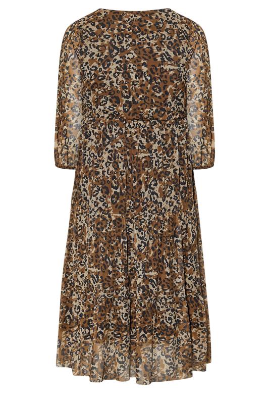 Plus Size Brown Leopard Print Mesh Dress | Yours Clothing 7
