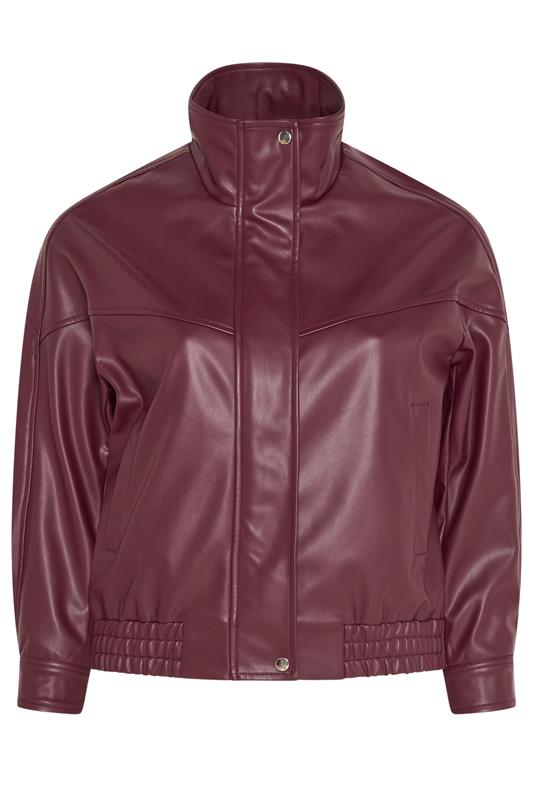 YOURS Curve Red Faux Leather Funnel Neck Jacket