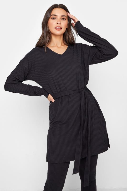 LTS Tall Black Ribbed Lounge Tunic Top 2