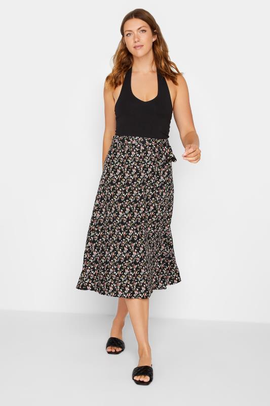 LTS Tall Women's Black Ditsy Print Belted Midi Skirt | Long Tall Sally 2