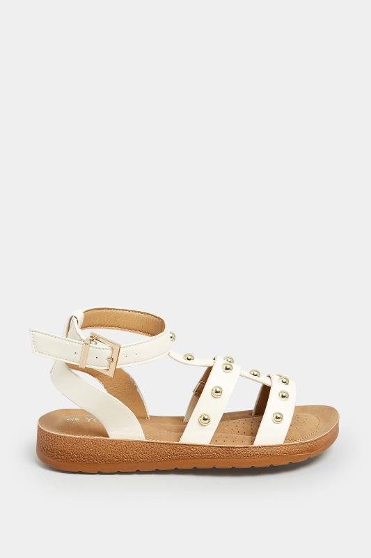 Cream Studden Gladiator Sandals In Extra Wide EEE Fit | Yours Clothing  3