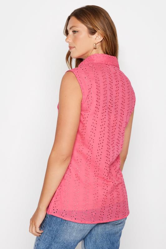 LTS Tall Women's Pink Broderie Anglaise Sleeveless Shirt | Long Tall Sally 3