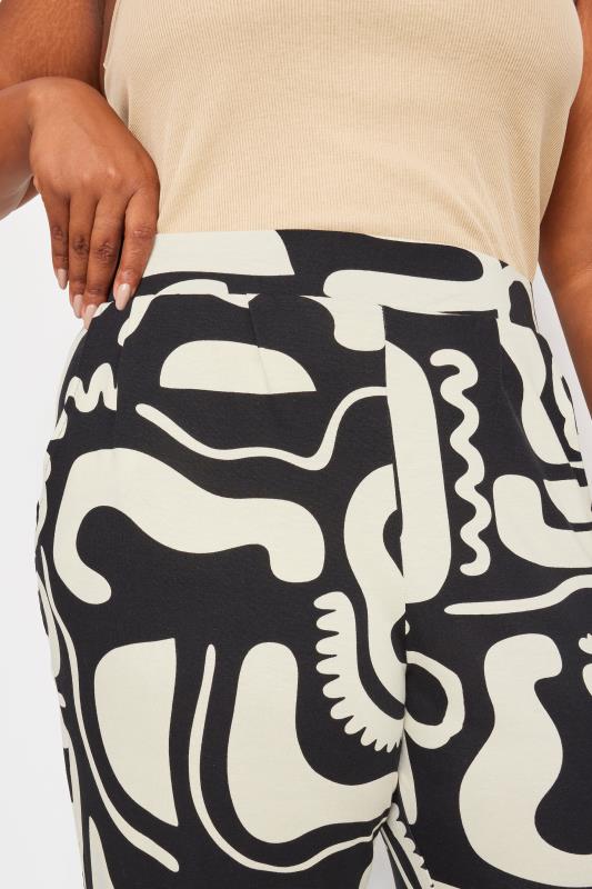 YOURS Plus Size Black & White Abstract Print Harem Trousers | Yours Clothing 4