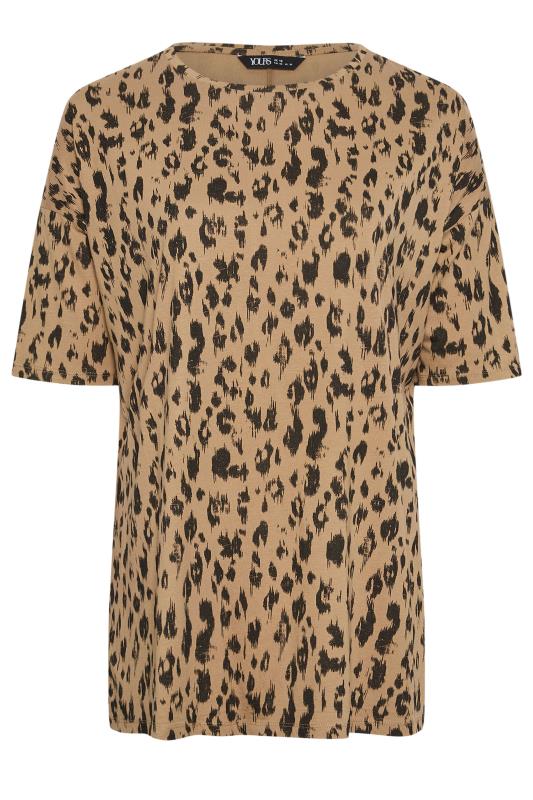 YOURS Plus Size Brown Leopard Print Oversized Top | Yours Clothing 5