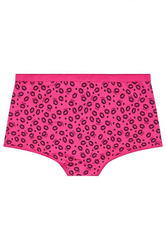 YOURS Plus Size 5 PACK Pink & Black Kiss Print Shorts | Yours Clothing 9