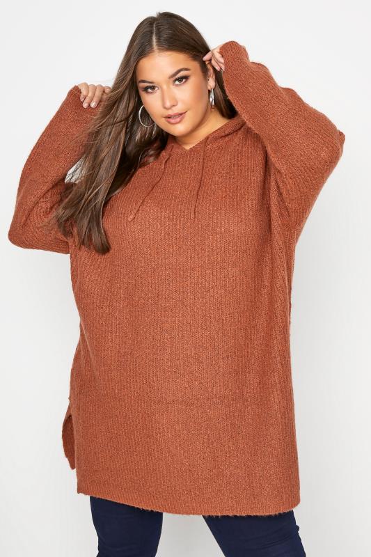 Plus Size  Rust Soft Touch Twist Hoodie