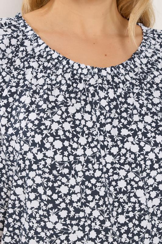 LTS Tall Women's Navy Blue Paisley Bubble Hem T-Shirt | Long Tall Sally 5