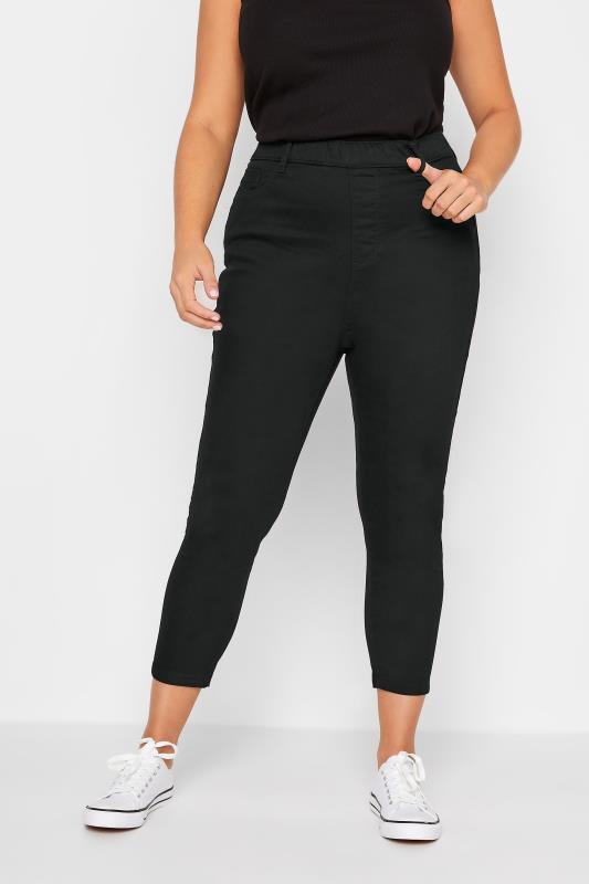 YOURS Plus Size Black Cropped Stretch GRACE Jeggings | Yours Clothing 1