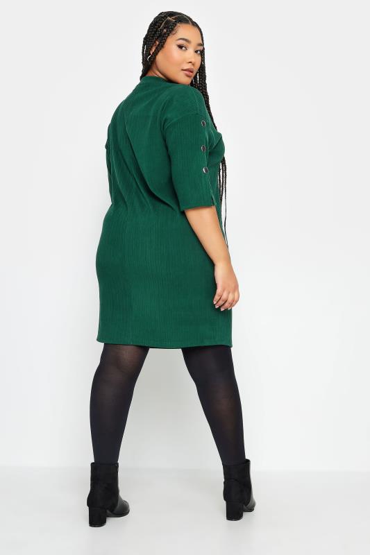 YOURS Plus Size Green Soft Touch Button Detail Mini Dress | Yours Clothing 3