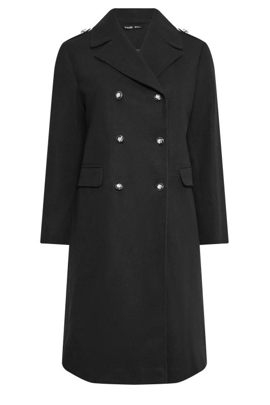YOURS Plus Size Black Longline Military Coat | Yours Clothing 6