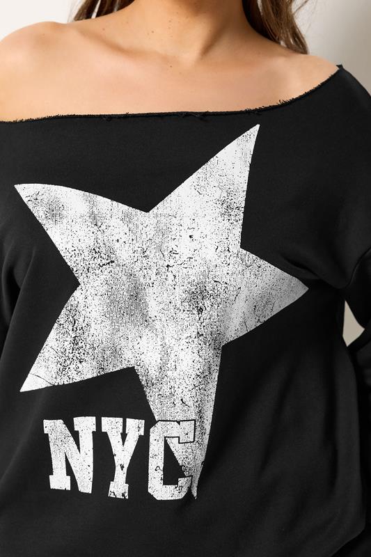 YOURS Plus Size Black NYC Slouch Sweatshirt & Jogger Set | Yours Clothing 4