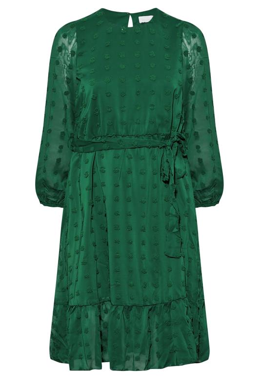Plus Size YOURS LONDON Green Dobby Puff Sleeve Dress | Yours Clothing 6