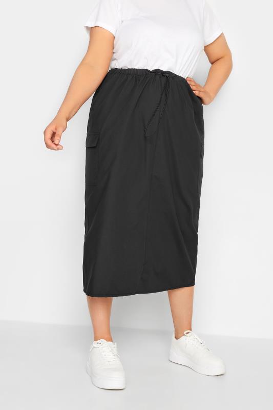 YOURS Plus Size Curve Black Cargo Skirt | Yours Clothing  1