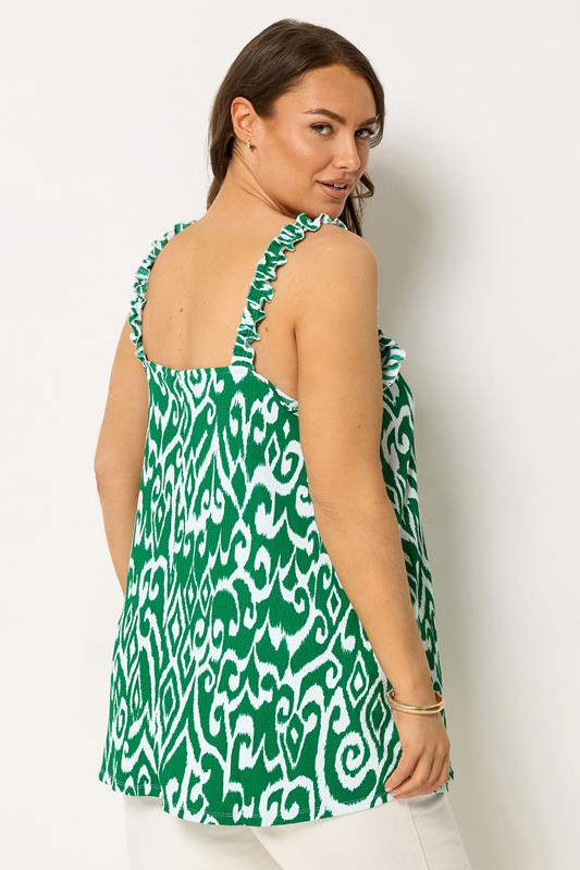 YOURS Plus Size Green Abstract Frill Vest Top | Yours Clothing 2