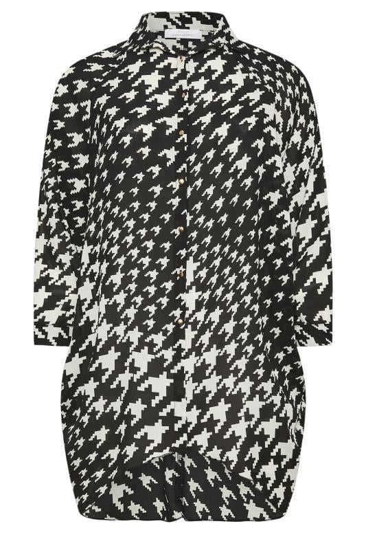 YOURS LONDON Plus Size Black Dogtooth Print Longline Shirt | Yours Clothing 6