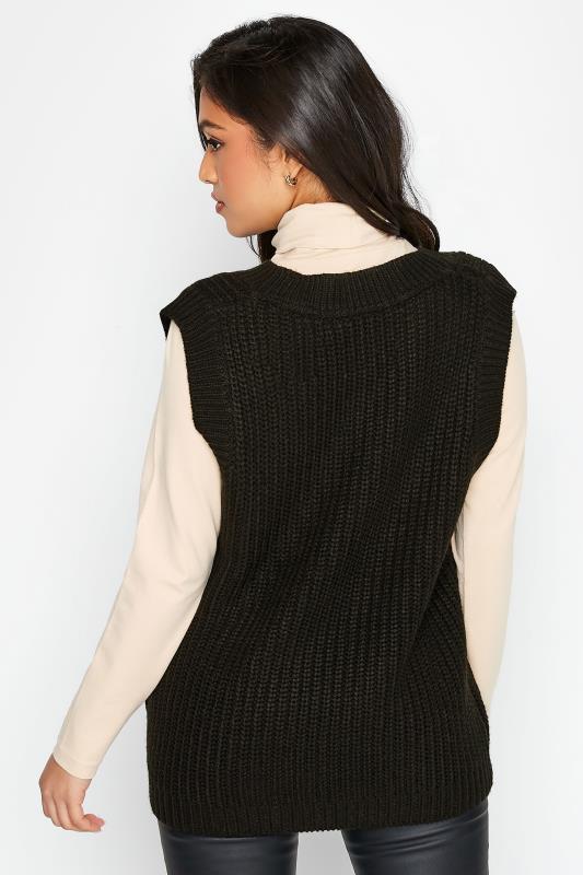 Petite Black Chunky V-Neck Knitted Vest Top | PixieGirl 3
