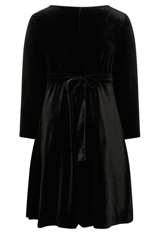 YOURS LONDON Curve Black Diamante Buckle Velvet Wrap Dress | Yours Clothing 7