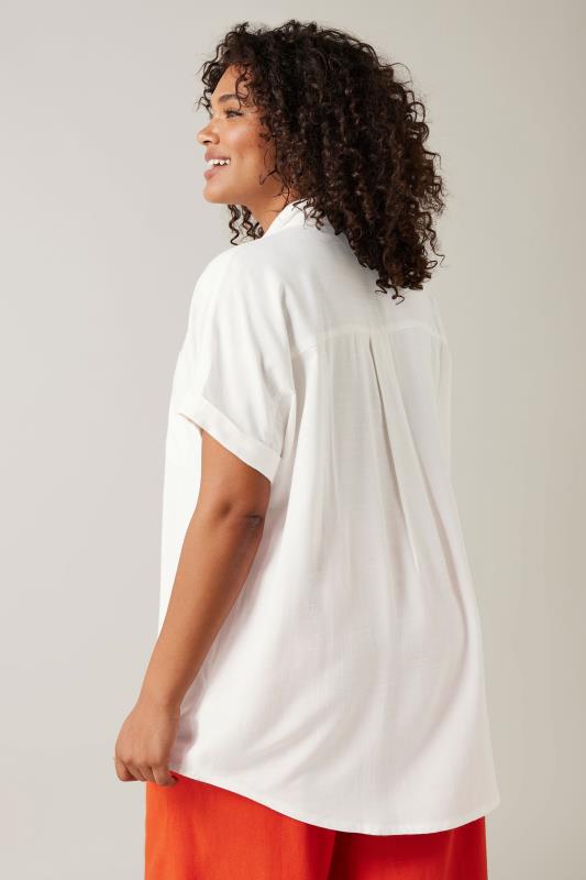 EVANS Plus Size White Dipped Hem Shirt | Evans  3