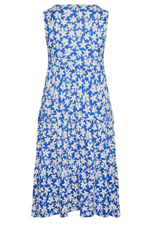 YOURS Plus Size Blue Floral Print Wrap Midi Dress | Yours Clothing 7