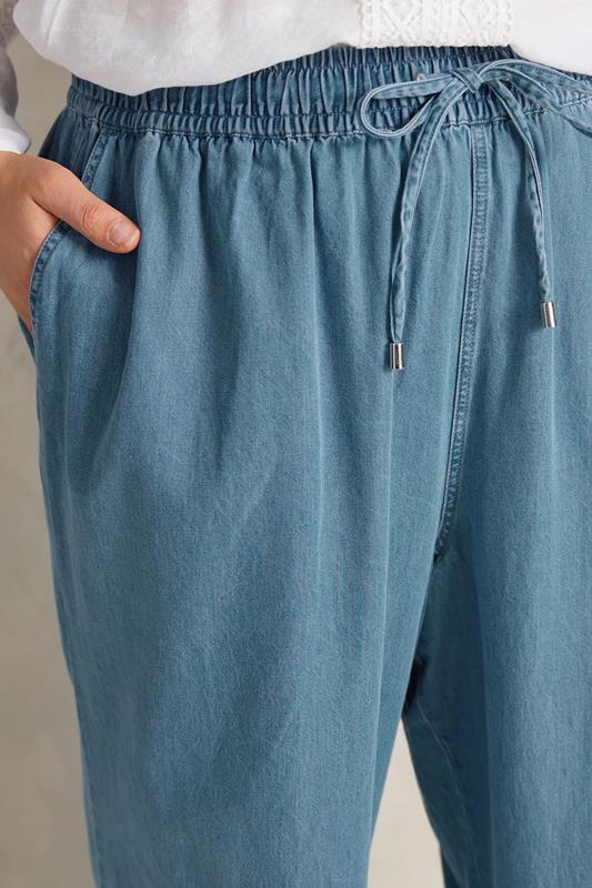EVANS Plus Size Midwash Blue Wide Leg Denim Trousers | Evans 5