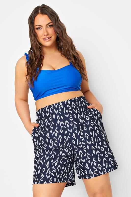  Grande Taille YOURS Curve Navy Blue Ikat Print Board Shorts