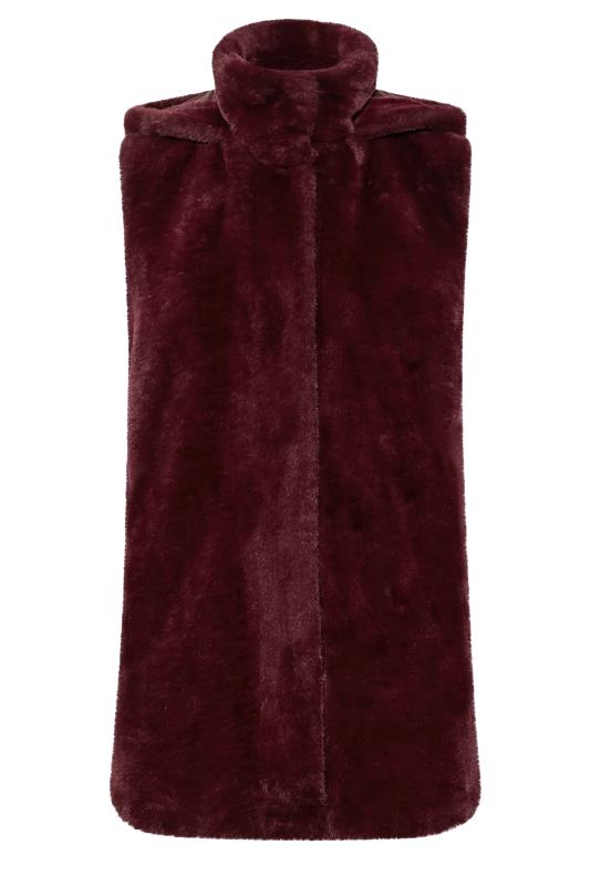 LTS Tall Women's Dark Red Faux Fur Hooded Gilet | Long Tall Sally 6