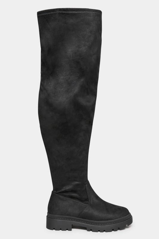 LIMITED COLLECTION Black Suede Over The Knee Chunky Boots In Extra Wide EEE Fit 3