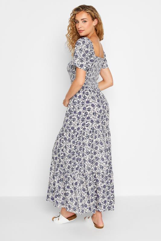 LTS Tall Blue Floral Print Shirred Maxi Dress 3