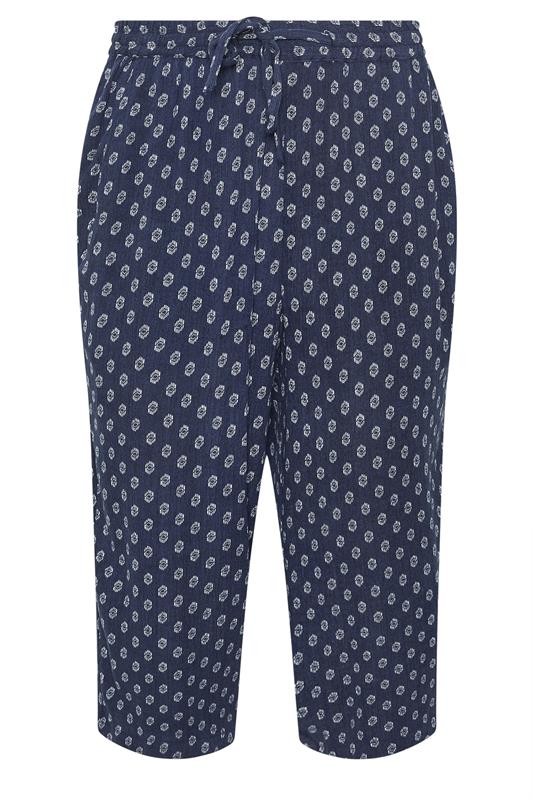 M&Co Petite Navy Blue Cropped Dobby Trousers | M&Co 5