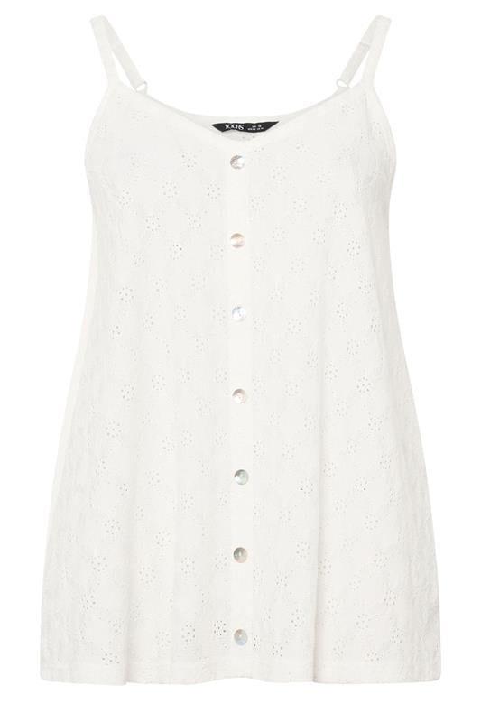 YOURS Plus Size White Broderie Anglaise Vest Top | Yours Clothing 5