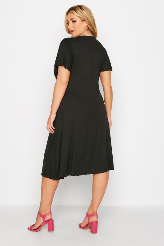 Plus Size Black Crochet Detail Dress | Yours Clothing  3