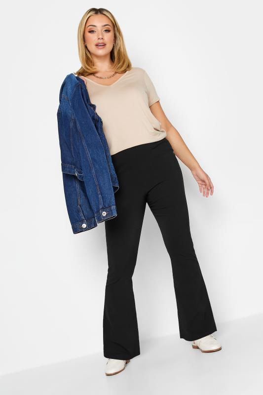 YOURS Curve Plus Size Black Flare Bengaline Trousers